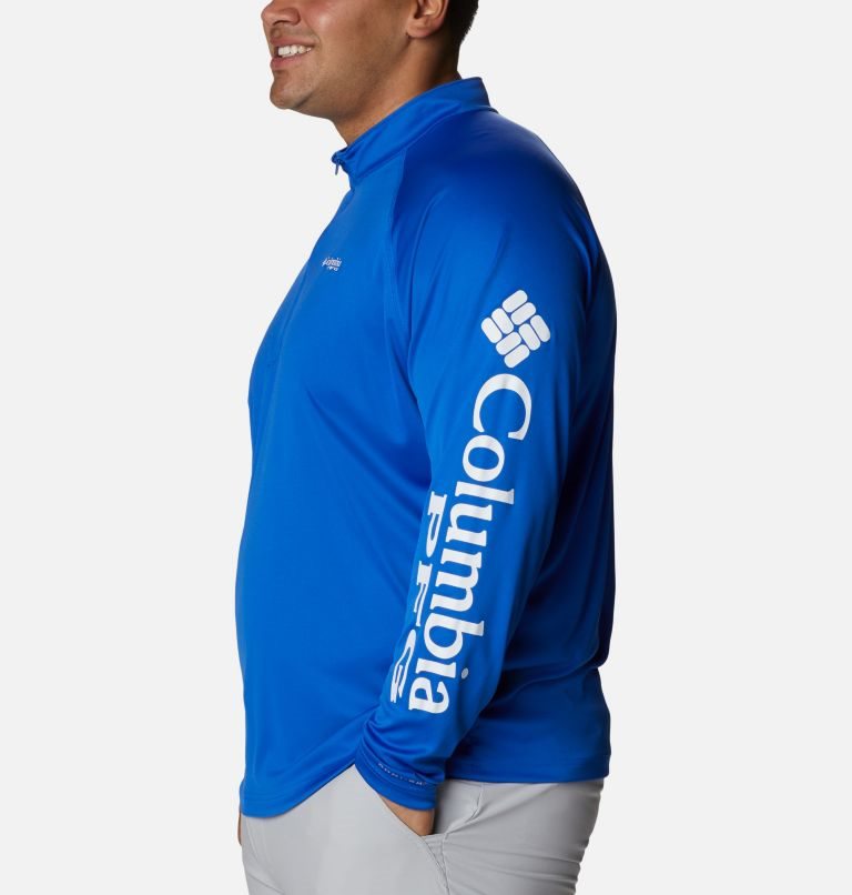 Men's Columbia PFG Terminal Tackle 1/4 Zip Sweatshirts Blue | Plus Size CA-QA530